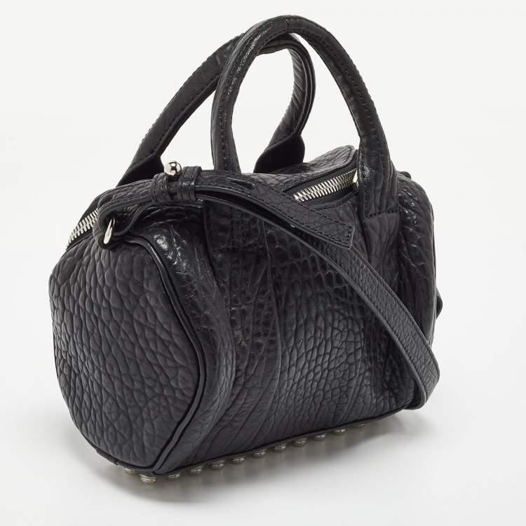 Pre Owned Alexander Wang Black Textured Leather Mini Rocco Bag