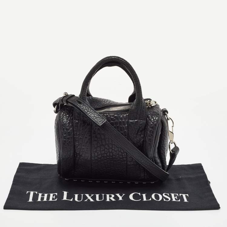 Pre Owned Alexander Wang Black Textured Leather Mini Rocco Bag