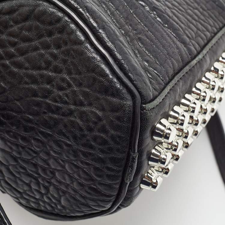 Pre Owned Alexander Wang Black Textured Leather Mini Rocco Bag
