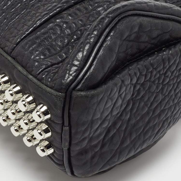Pre Owned Alexander Wang Black Textured Leather Mini Rocco Bag