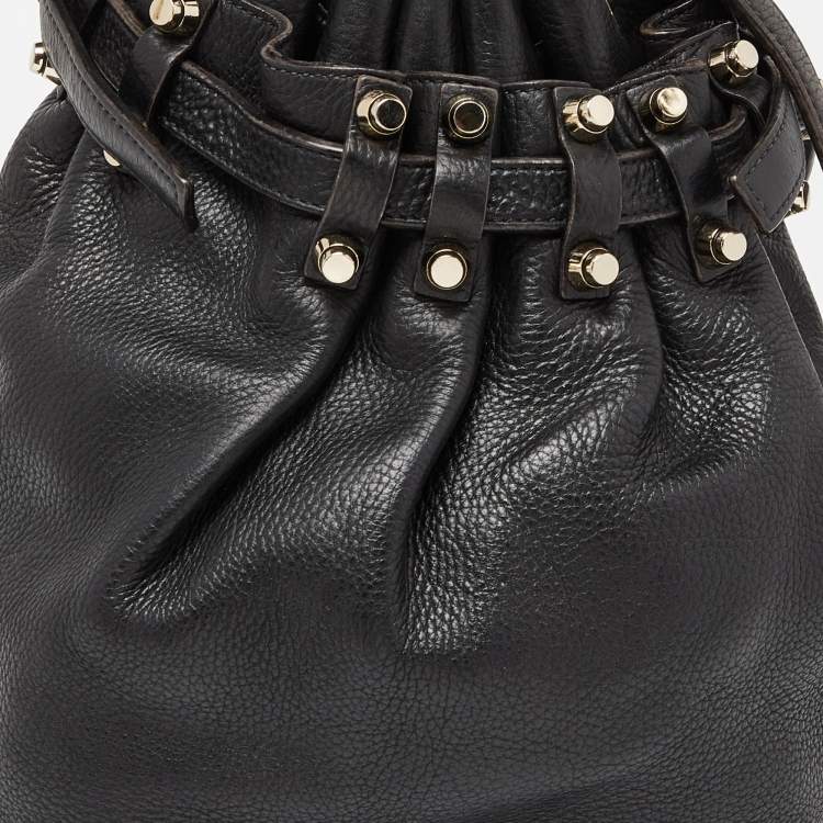 Pre Owned Alexander Wang Black Textured Leather Diego Bucket Bag