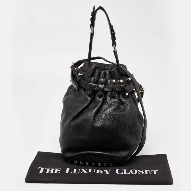Pre Owned Alexander Wang Black Textured Leather Diego Bucket Bag