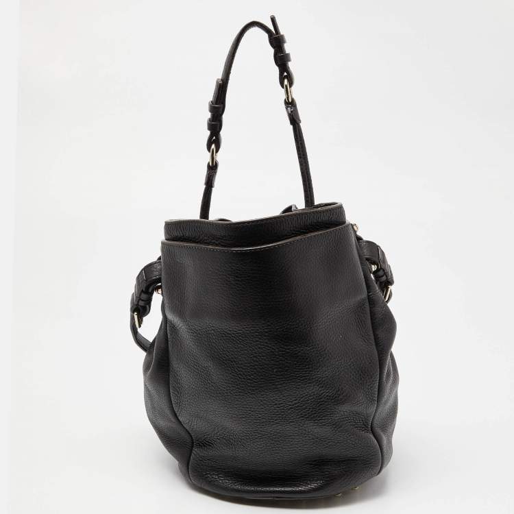 Pre Owned Alexander Wang Black Textured Leather Diego Bucket Bag