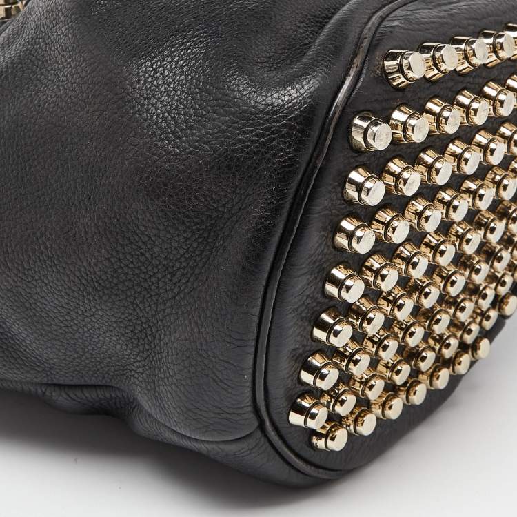 Pre Owned Alexander Wang Black Textured Leather Diego Bucket Bag