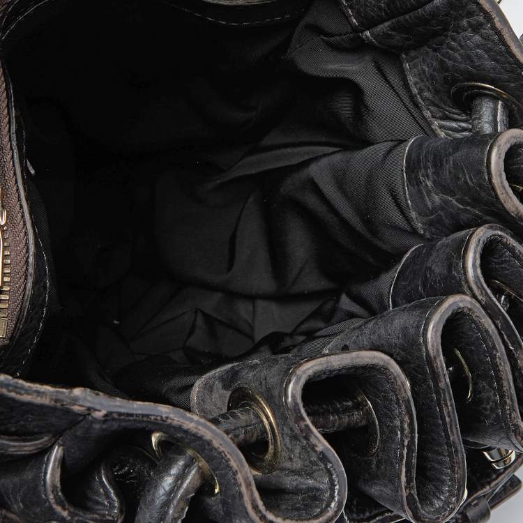 Pre Owned Alexander Wang Black Textured Leather Diego Bucket Bag