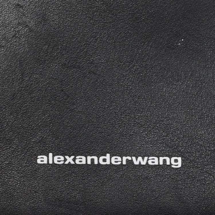 Pre Owned Alexander Wang White/Black Knit Fabric Jacquard Diagonal Logo Roxy Tote 