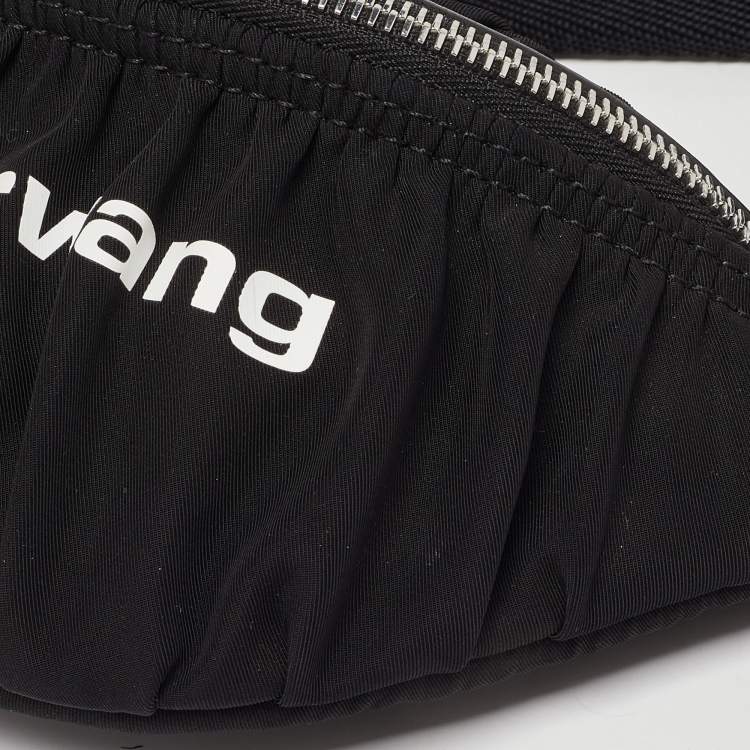 Pre Owned Alexander Wang Black Nylon and Leather Attica Ruched Belt Bag