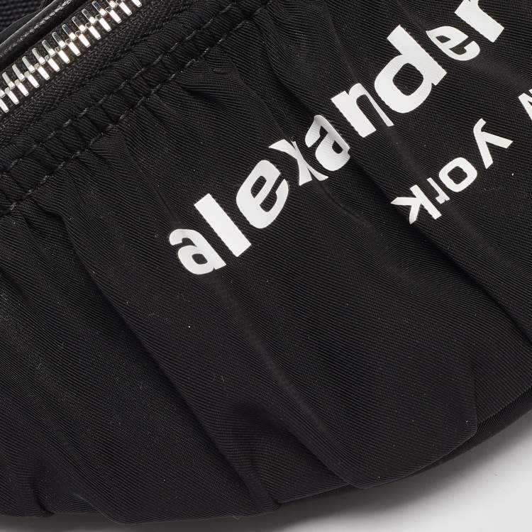 Pre Owned Alexander Wang Black Nylon and Leather Attica Ruched Belt Bag