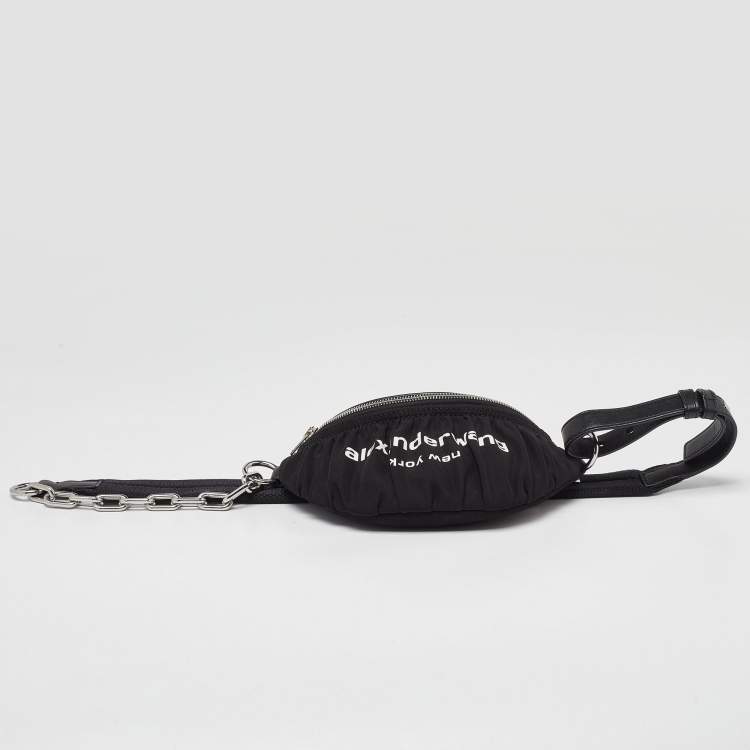 Pre Owned Alexander Wang Black Nylon and Leather Attica Ruched Belt Bag