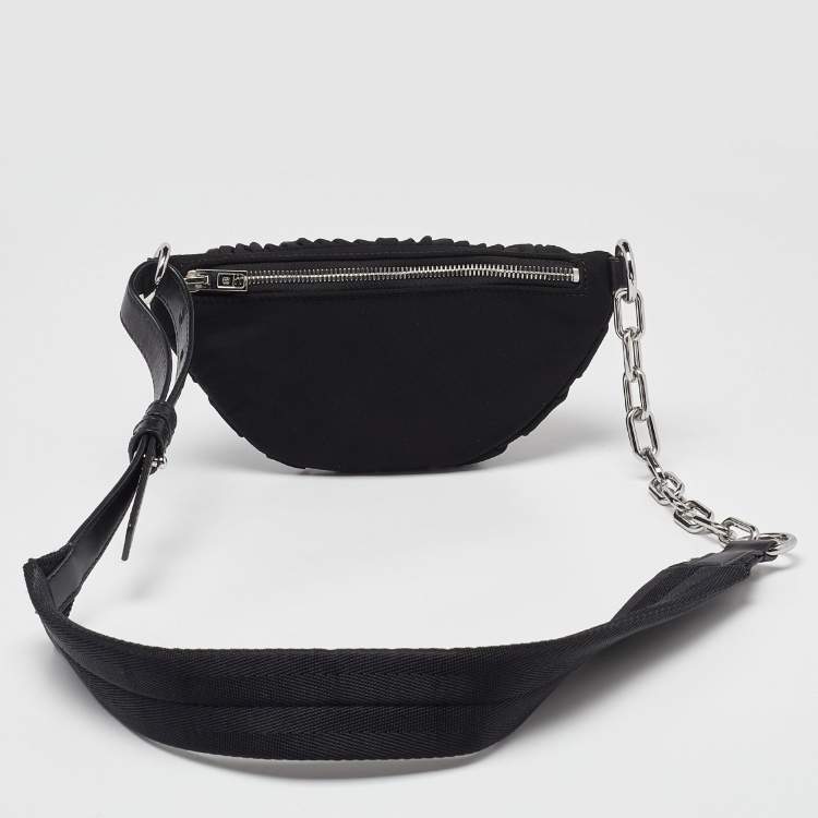 Pre Owned Alexander Wang Black Nylon and Leather Attica Ruched Belt Bag