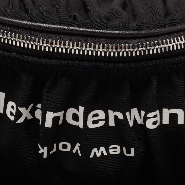 Pre Owned Alexander Wang Black Nylon and Leather Attica Ruched Belt Bag