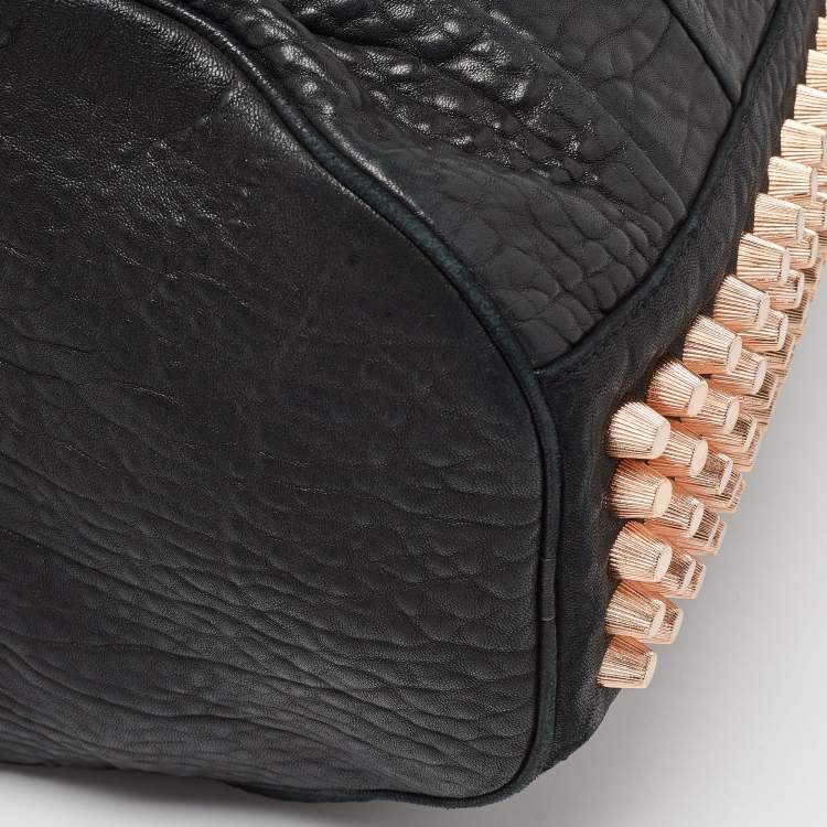 Pre Owned Alexander Wang Black Pebbled Leather Rocco Duffle Bag