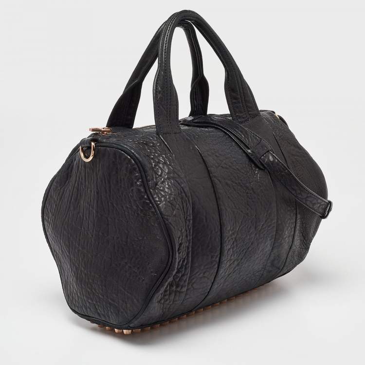 Pre Owned Alexander Wang Black Pebbled Leather Rocco Duffle Bag