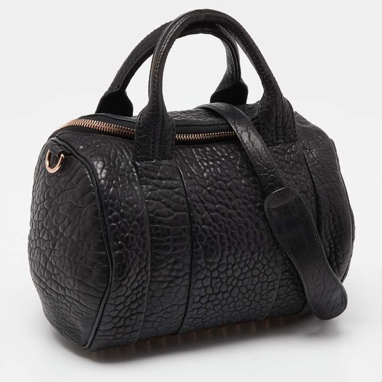 Pre Owned Alexander Wang Black Textured Leather Rocco Bag