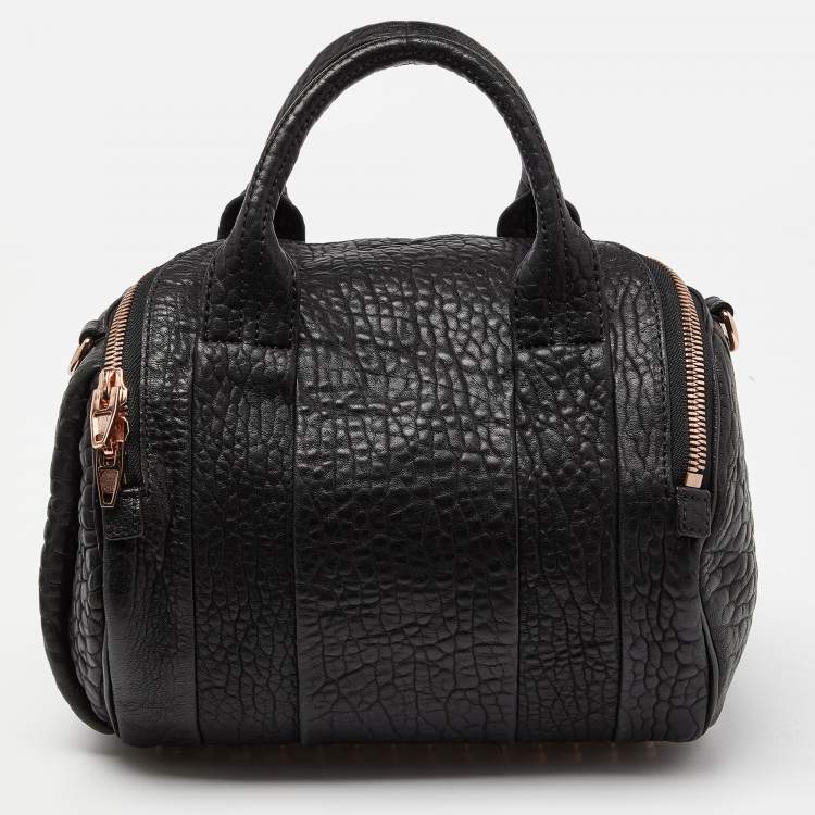 Pre Owned Alexander Wang Black Textured Leather Rocco Bag