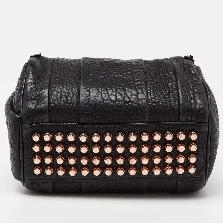 Pre Owned Alexander Wang Black Textured Leather Rocco Bag
