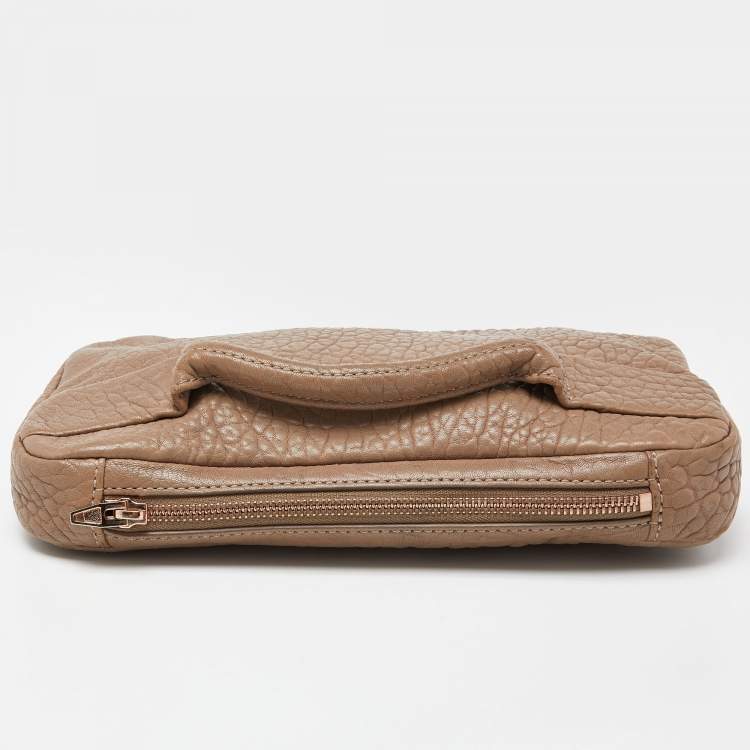 Pre Owned Alexander Wang Beige Leather Zipped Pouch