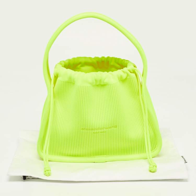 Pre Owned Alexander Wang Neon Yellow Rib Knit Small Ryan Bag