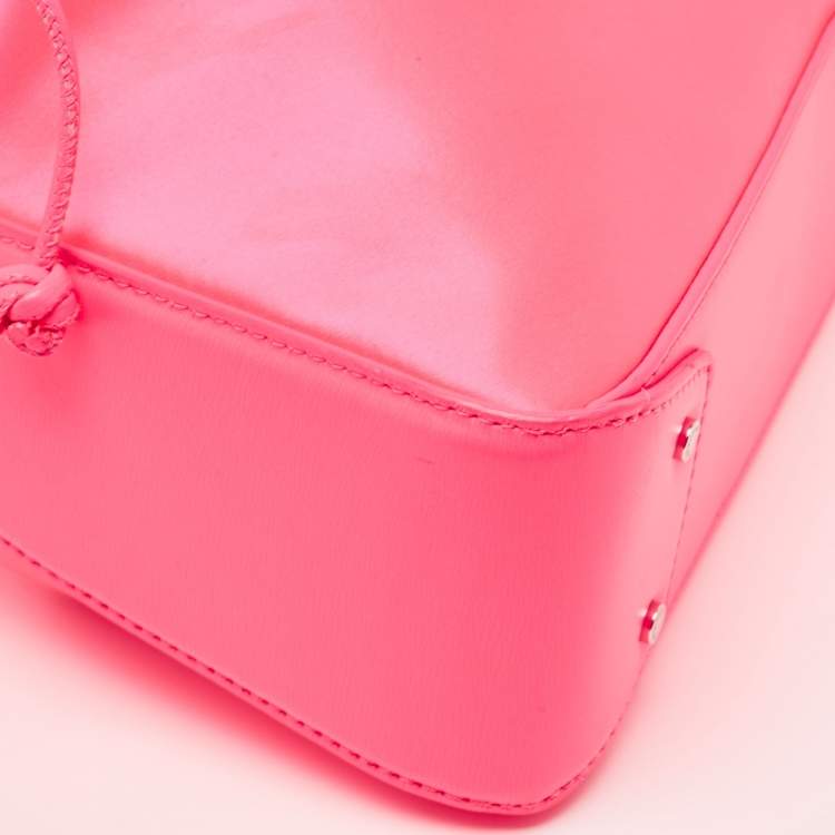 Pre Owned Alexander Wang Neon Pink Satin and Leather Ryan Drawstring Bag