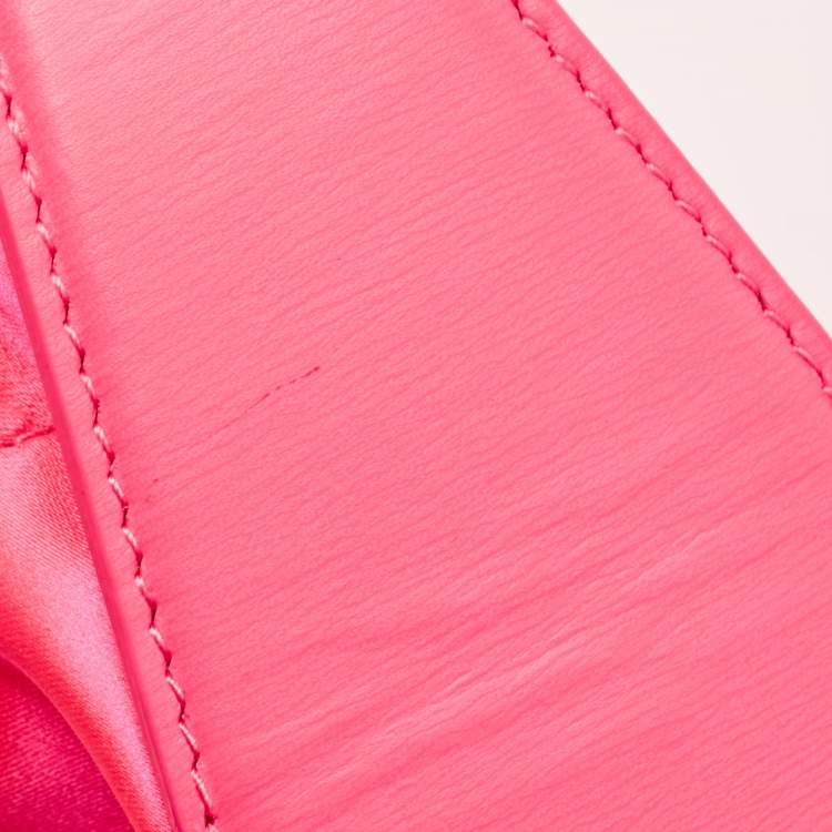 Pre Owned Alexander Wang Neon Pink Satin and Leather Ryan Drawstring Bag