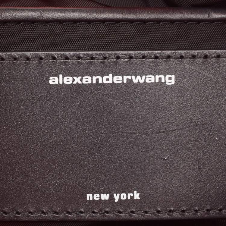 Pre Owned Alexander Wang Neon Pink Satin and Leather Ryan Drawstring Bag