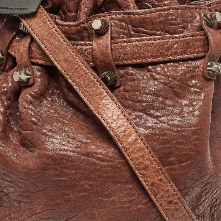 Pre Owned Alexander Wang Brown Pebbled Leather Diego Bucket Bag