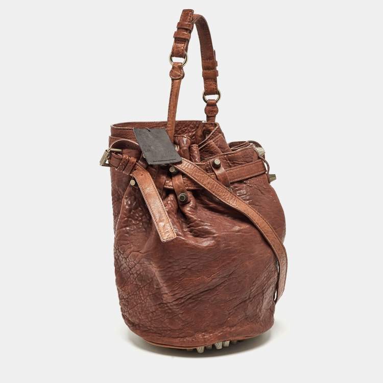 Pre Owned Alexander Wang Brown Pebbled Leather Diego Bucket Bag