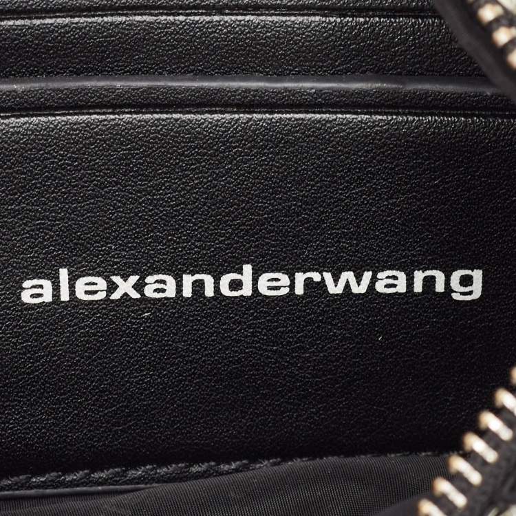 Pre Owned Alexander Wang Black Leather and Mesh Mini Heiress Crystals Pouch Bag