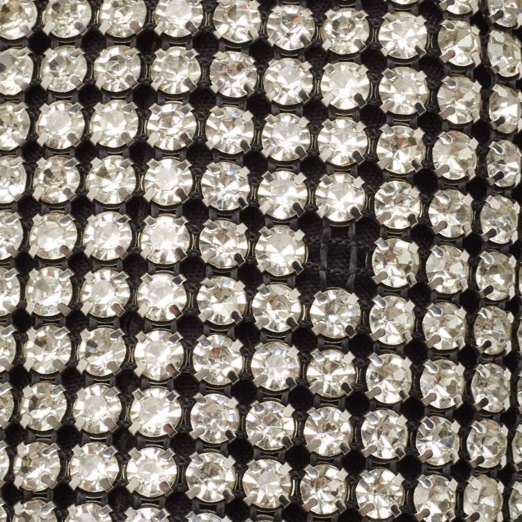 Pre Owned Alexander Wang Black Leather and Mesh Mini Heiress Crystals Pouch Bag