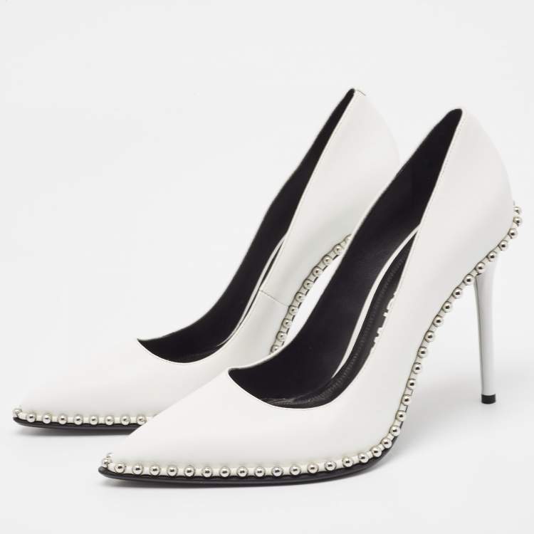 White studded pumps shops