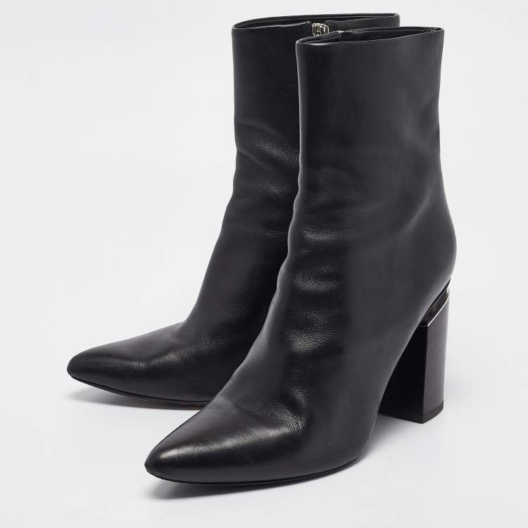 Pre Owned Alexander Wang Black Leather Ankle Boots Size 40