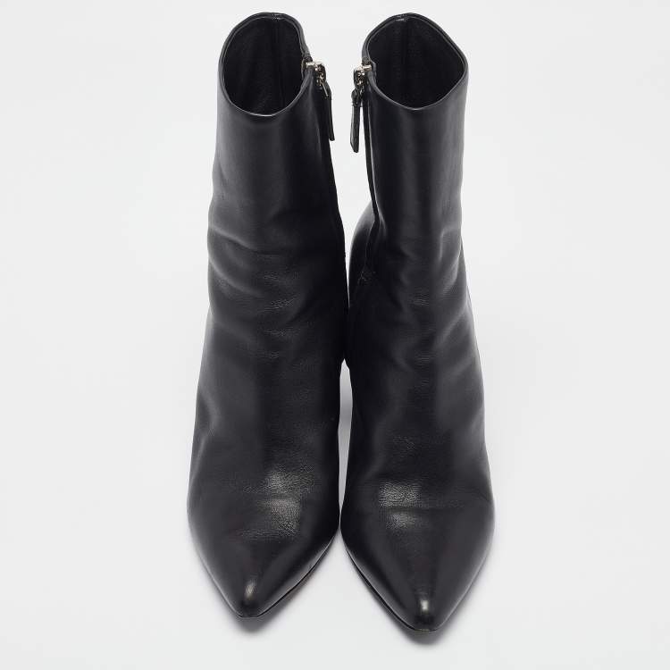 Pre Owned Alexander Wang Black Leather Ankle Boots Size 40