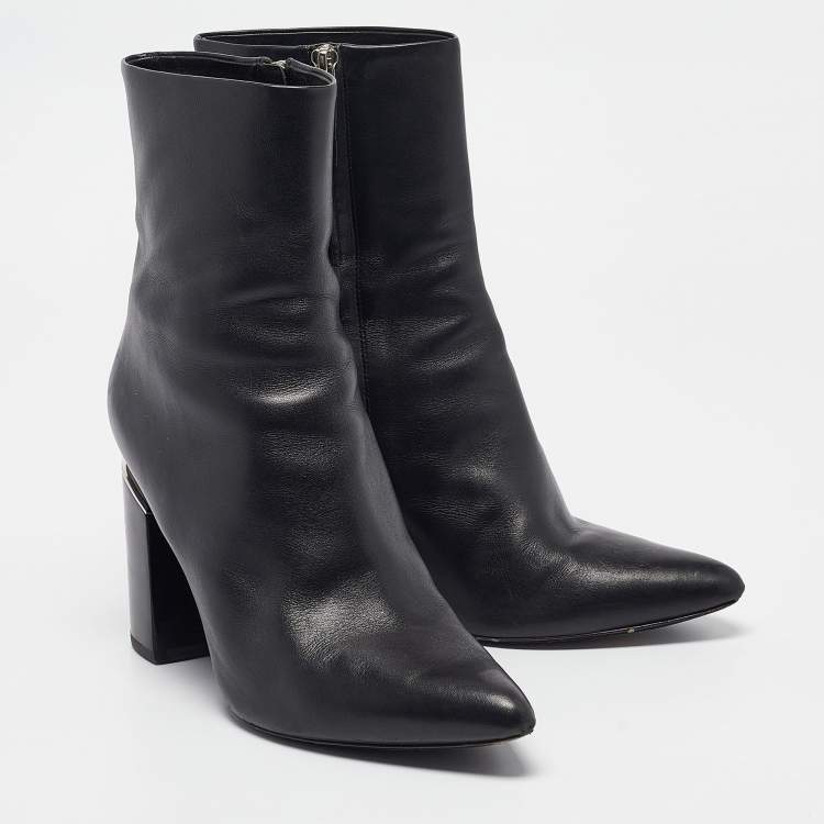 Pre Owned Alexander Wang Black Leather Ankle Boots Size 40