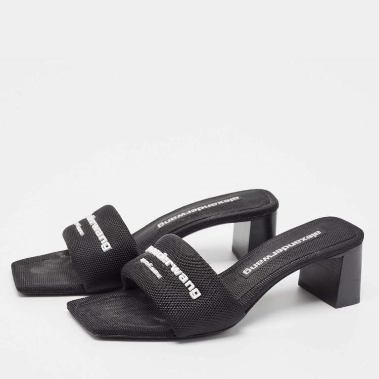 Pre Owned Alexander Wang Black Canvas Anya Slide Sandals Size 36
