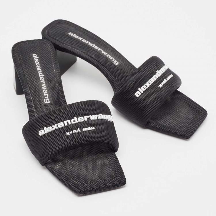 Pre Owned Alexander Wang Black Canvas Anya Slide Sandals Size 36
