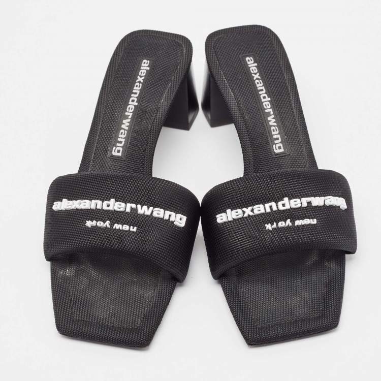 Pre Owned Alexander Wang Black Canvas Anya Slide Sandals Size 36