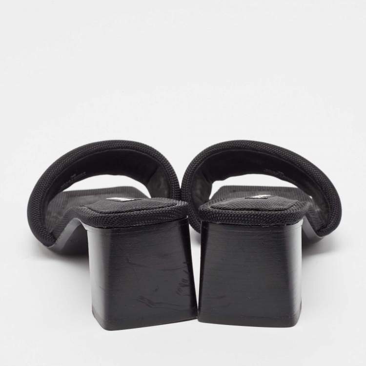 Pre Owned Alexander Wang Black Canvas Anya Slide Sandals Size 36