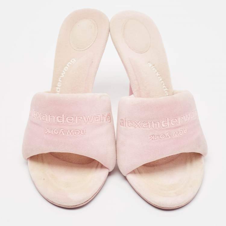 Pre Owned Alexander Wang Pink Faux Fur Slide Sandals Size 38