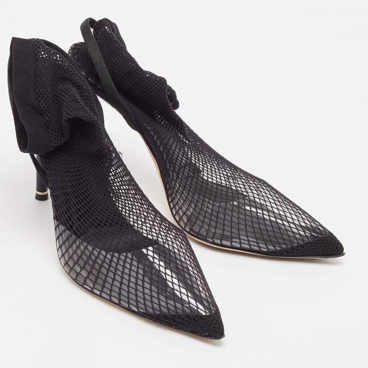 Pre Owned Alexander Wang Black Knit Fabric and PVC Caden Booties Size 37.5
