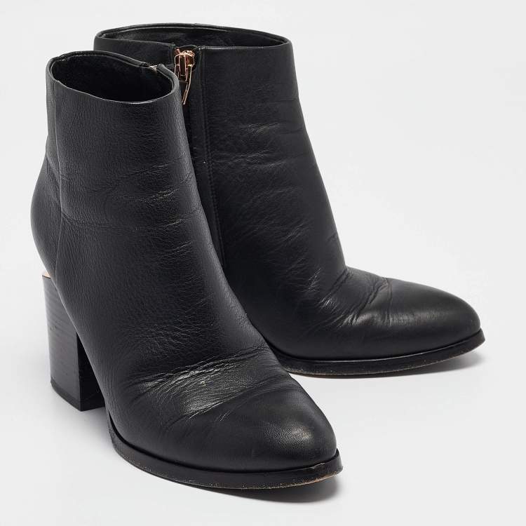 Pre Owned Alexander Wang Black Leather Gabi Ankle Length Boots Size 38