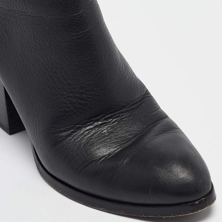 Pre Owned Alexander Wang Black Leather Gabi Ankle Length Boots Size 38
