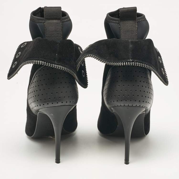 Pre Owned Alexander Wang x H&M Black Leather and Suede Scuba Ankle Length Boots 39