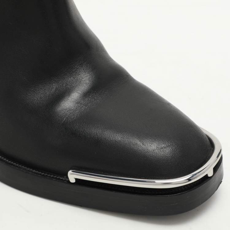 Pre Owned Alexander Wang Black Leather Hailey Ankle Length Boots Size 39