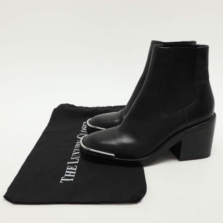 Pre Owned Alexander Wang Black Leather Hailey Ankle Length Boots Size 39