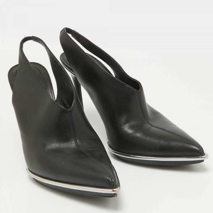 Pre Owned Alexander Wang Black Leather Cara Slingback Pumps Size 40