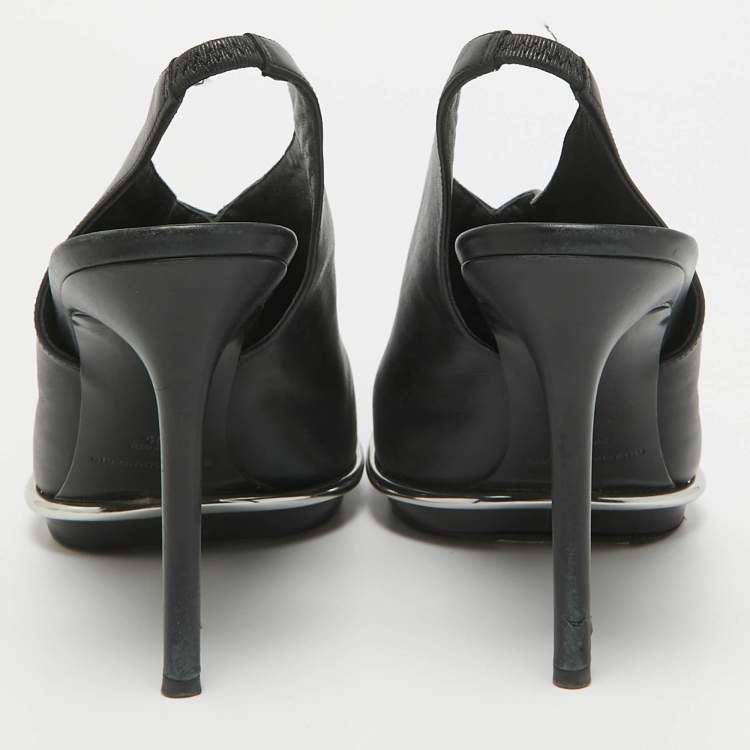 Pre Owned Alexander Wang Black Leather Cara Slingback Pumps Size 40