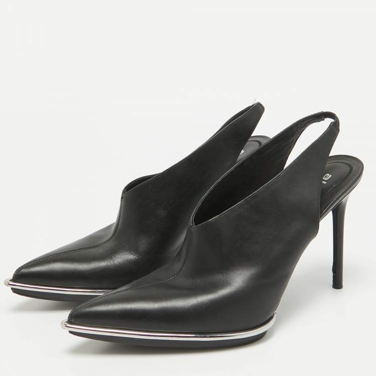 Pre Owned Alexander Wang Black Leather Cara Slingback Pumps Size 40
