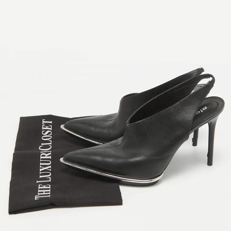 Pre Owned Alexander Wang Black Leather Cara Slingback Pumps Size 40