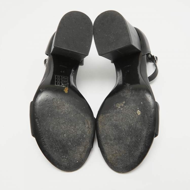 Pre Owned Alexander Wang Black Leather Block Heel Abby Sandals Size 37
