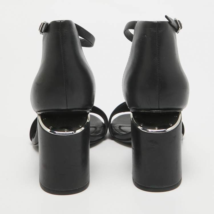Pre Owned Alexander Wang Black Leather Block Heel Abby Sandals Size 37